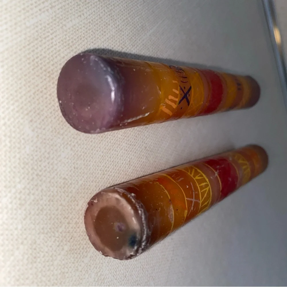 Vintage‎ Boho Painted Candles Tapered Multi Colored Set Of 2 Never Used Unlit